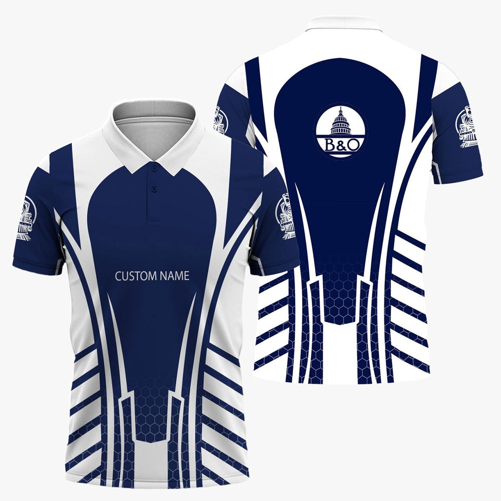 Baltimore and Ohio Railroad Polo Shirt, Striped Railroad Style BAndO Train Polo Shirt