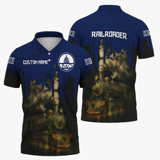Baltimore and Ohio Railroad Polo Shirt, Vintage Train Art Style BAndO Shirt For Locomotive Fans