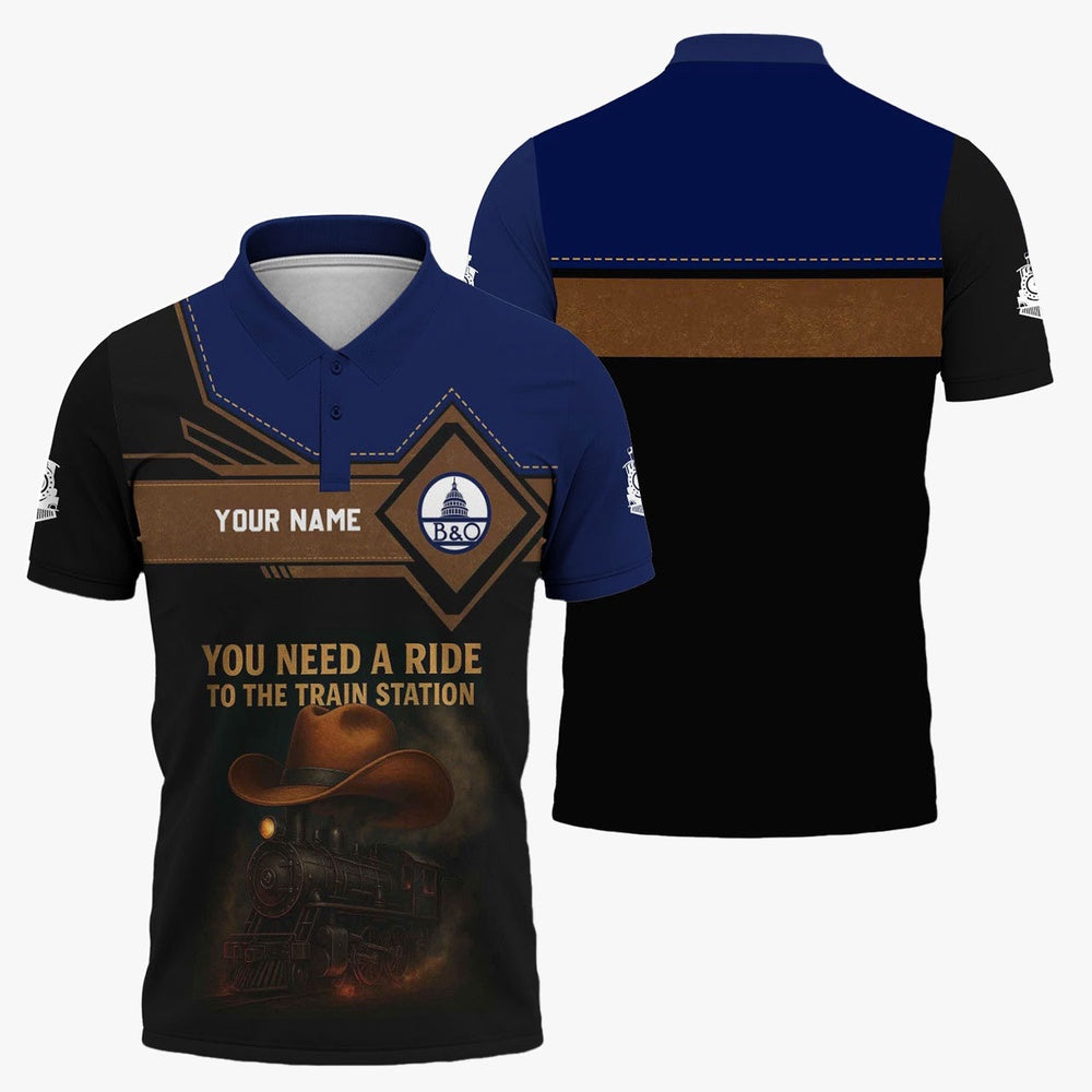 Baltimore and Ohio Railroad Polo Shirt, You Need A Ride To The Train Station BAndO Shirt For Train Lovers
