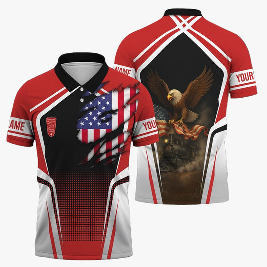 Bangor And Aroostook Railroad Polo Shirt, American Eagle Vintage Train Shirt