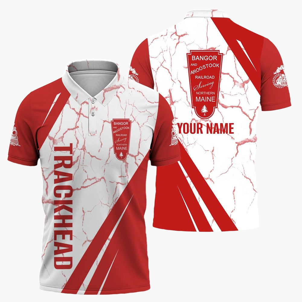 Bangor And Aroostook Railroad Polo Shirt, Crackle Texture Style Train Shirt For Trackhead