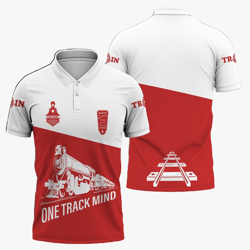 Bangor And Aroostook Railroad Polo Shirt, One Track Mind Unisex Train Shirt Gift Idea For Train Lover
