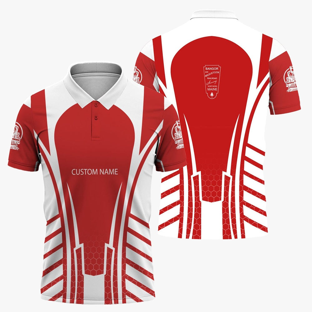 Bangor And Aroostook Railroad Polo Shirt, Striped Railroad Style Train Polo Shirt