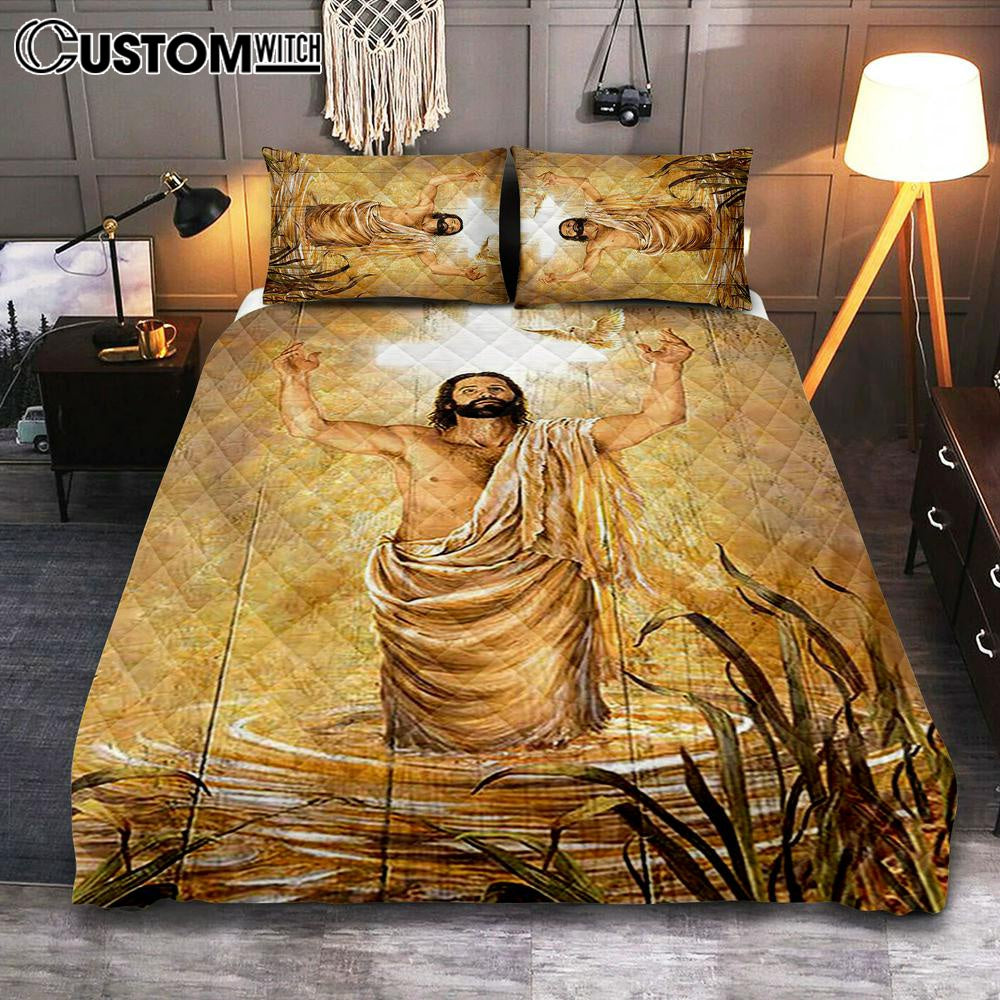 Baptism Of Jesus Dove Quilt Bedding Set Art 