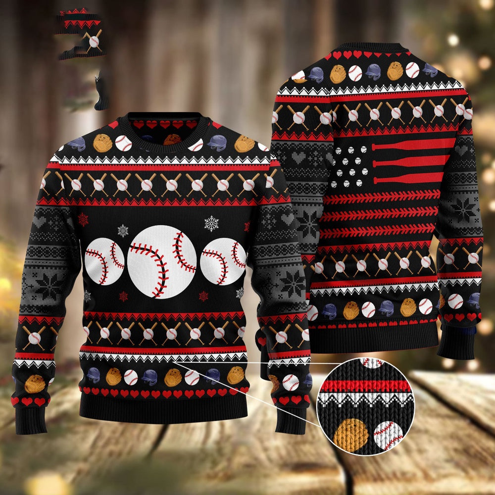 Baseball Balls Christmas Ugly Christmas Sweater, Funny Xmas Sweater, Sweater Xmas