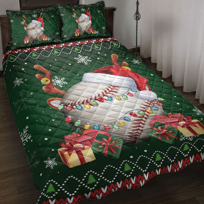 Baseball Quilt Set, Baseballmas Hat Snowflake Reindeer Horn Box Ugly Quilt Blanket
