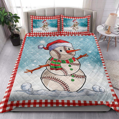 Baseball Quilt Set, Funnymas Baseball Balls Santa Snowman Quilt Blanket