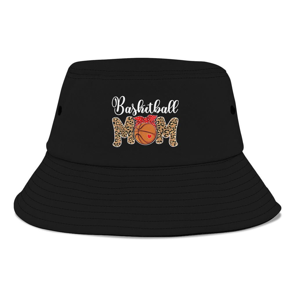 Basketball Mom Leopard Messy Bun Game Day Funny Bucket Hat, Mother's Day Bucker Hat, Mother's Day Gift, Women's Sun Hats