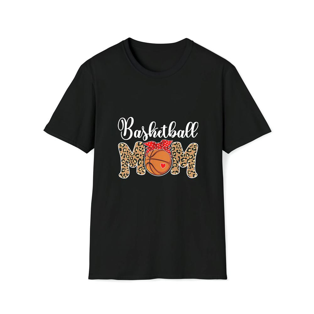 Basketball Mom Leopard Messy Bun Game Day Funny Mother's Day Premium T Shirt, Mother's Day Premium T Shirt, Mother's Day Gift, Mom Shirt