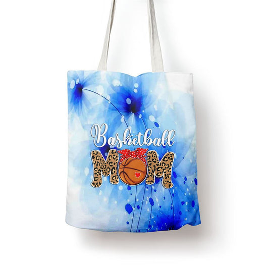 Basketball Mom Leopard Messy Bun Game Day Funny Mothers Day Tote Bag, Women Tote Bag, Canvas Tote Bag, Printed Tote Bag