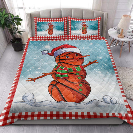 Basketball Quilt Set, Funnymas Basketball Balls Santa Snowman Quilt Blanket
