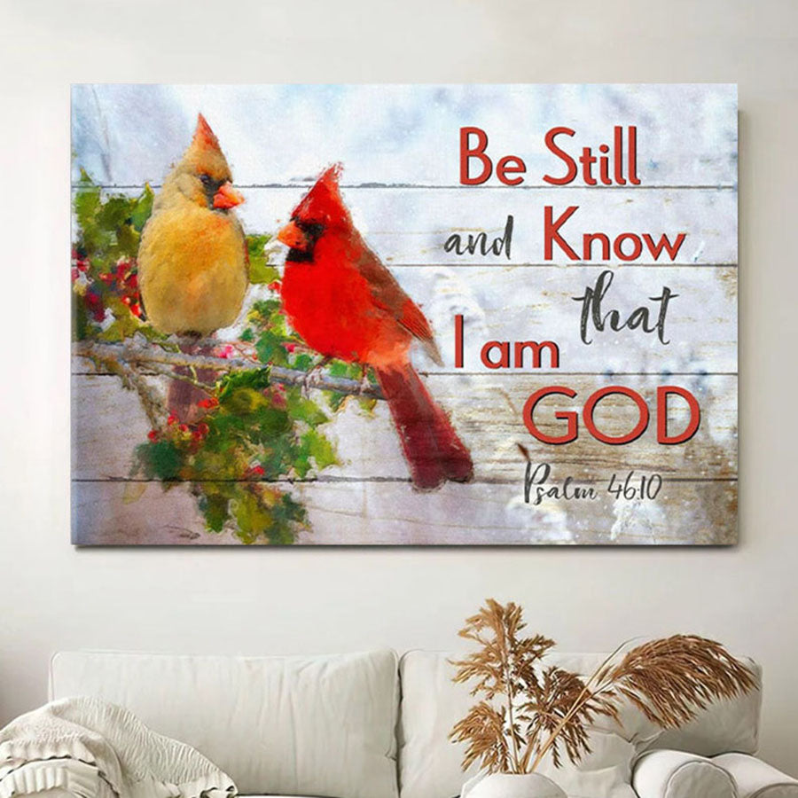 Be Still And Know That I Am God - Cardinal Bird Couple - Christian Canvas Wall Art - Christian Wall Decor