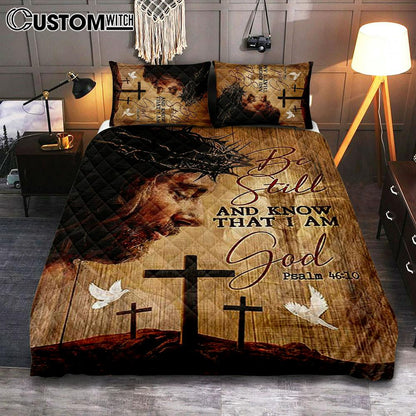 Jesus Face Stunning Crown White Dove Quilt Bedding Set Art