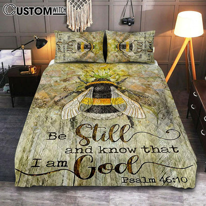 Be Still And Know That I Am God Bee Sweet Flower Quilt Bedding Set Art
