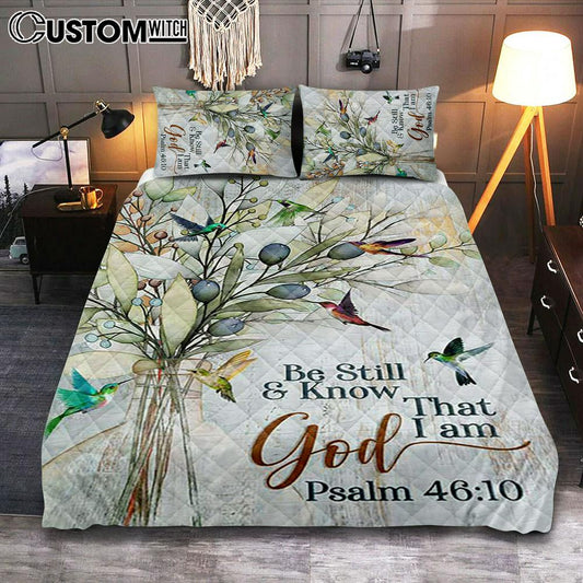 Be Still And Know That I Am God Olive Tree Hummingbird Quilt Bedding Set Art