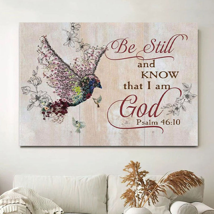 Be Still And Know That I Am God Psalm 4610 Sparrow Bible Verse Wall Art - Christian Wall Decor