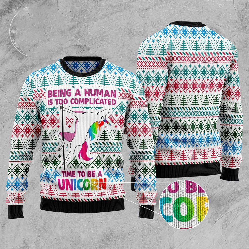 Be A Unicorn Ugly Christmas Sweater, Funny Xmas Sweater, Sweater Xmas