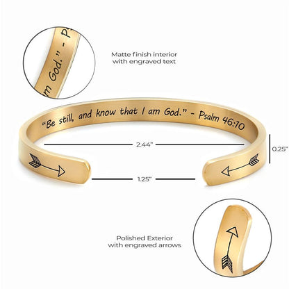 Be Still And Know - Psalm 4610 Personalized Cuff Bracelet, Christian Bracelet For Women, Bible Verse Bracelet, Christian Jewelry
