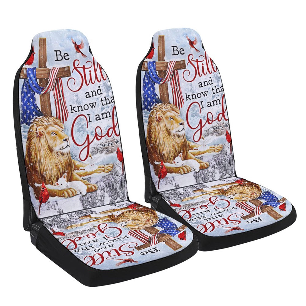 Be Still And Know That I Am God Lion of Judah Christmas Cars Seat Cover, Christmas Car Seat Covers, Car Decor Gift