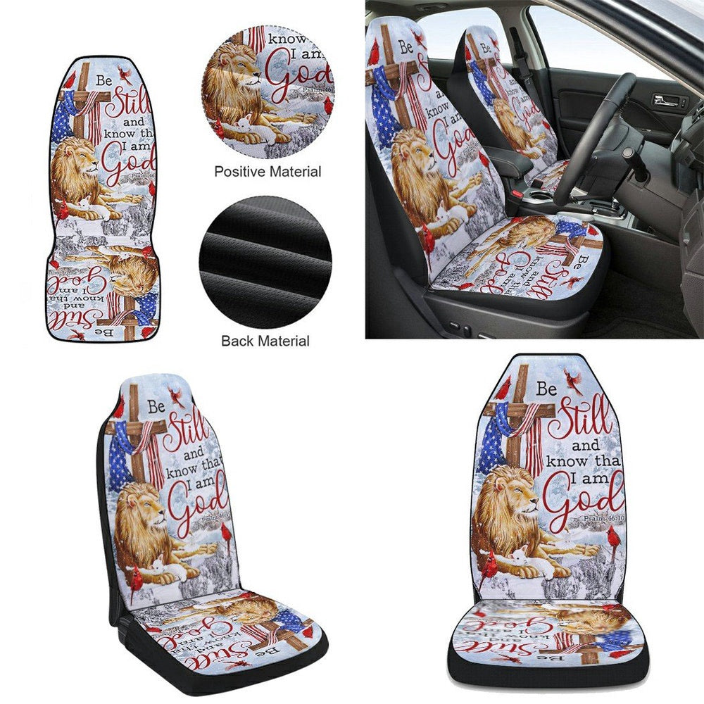 Be Still And Know That I Am God Lion of Judah Christmas Cars Seat Cover, Christmas Car Seat Covers, Car Decor Gift