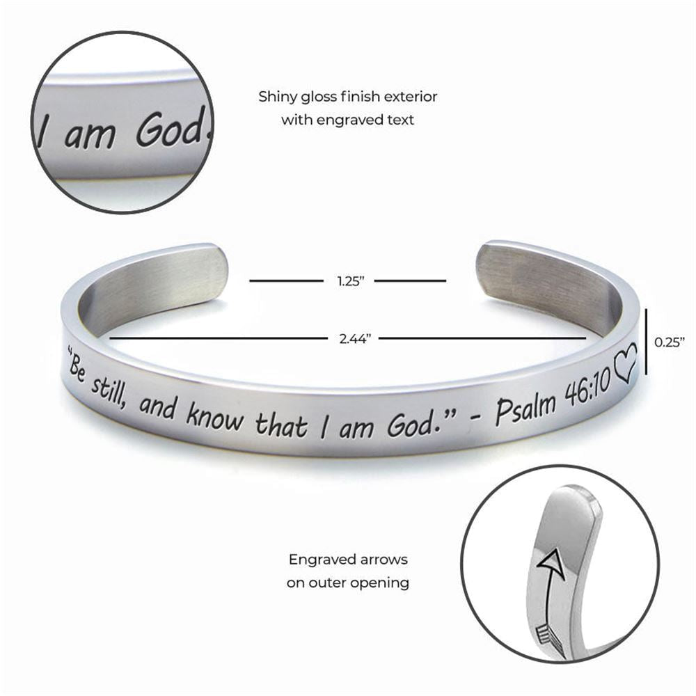 Be Still And Know that I Am God Personalized Cuff Bracelet, Christian Bracelet For Women, Bible Verse Bracelet, Christian Jewelry