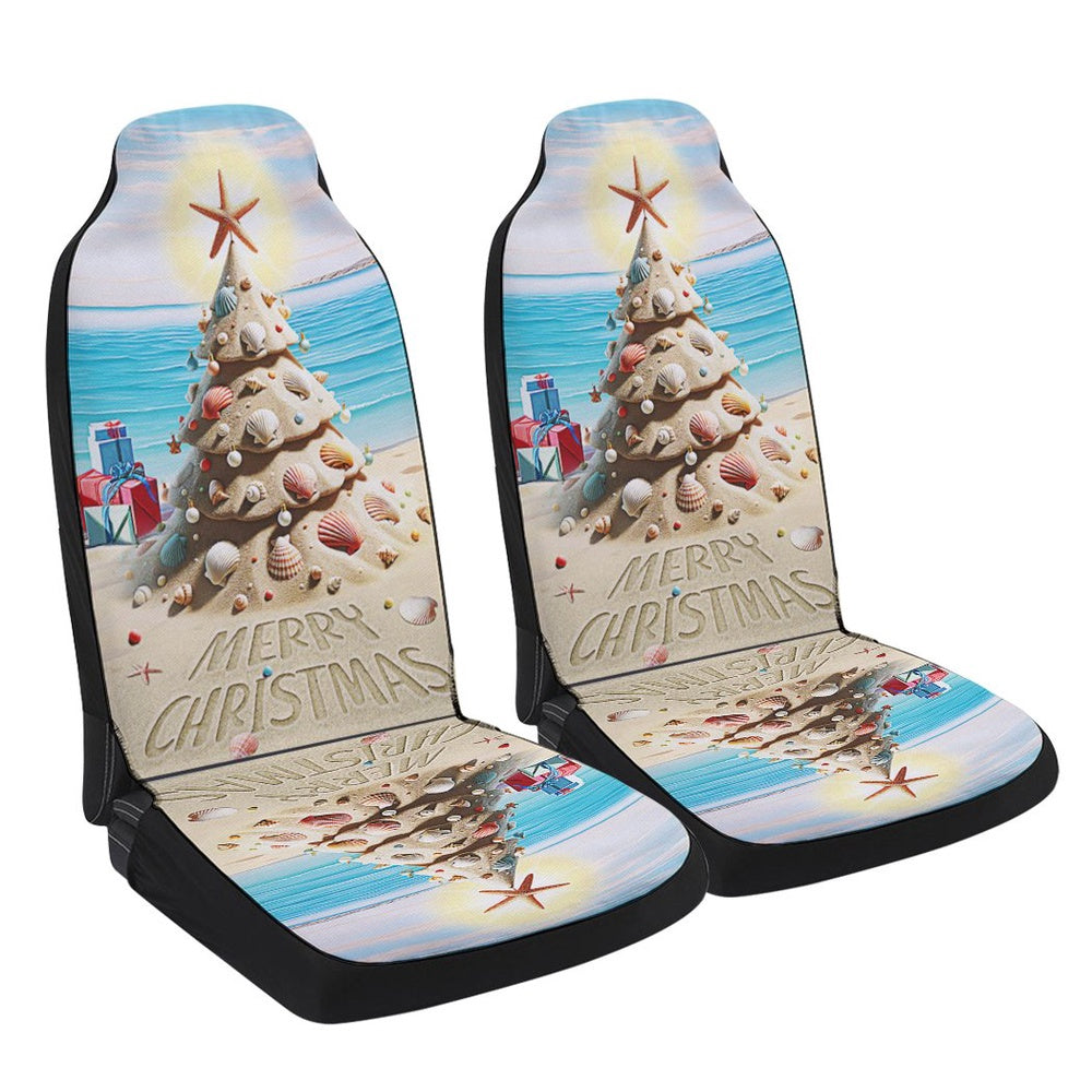 Beach Merry Christmas Cars Seat Cover, Christmas Car Seat Covers, Car Decor Gift