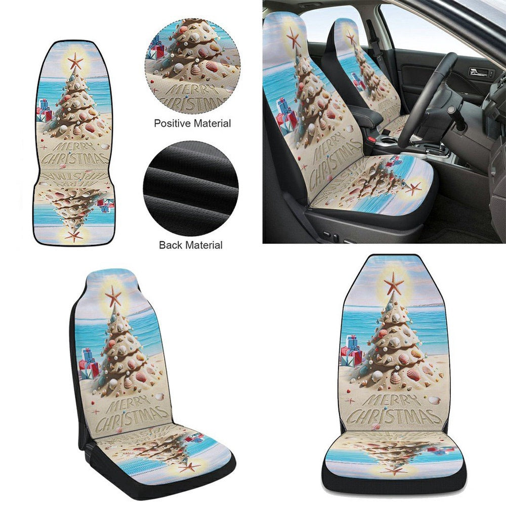 Beach Merry Christmas Cars Seat Cover, Christmas Car Seat Covers, Car Decor Gift