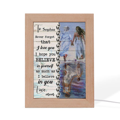 Beach Mother Daughter Reflection Never Forget I Love You Mom Personalized Frame Lamp, Mother's Day Night Light, Best Mom Ever, Gift For Mom