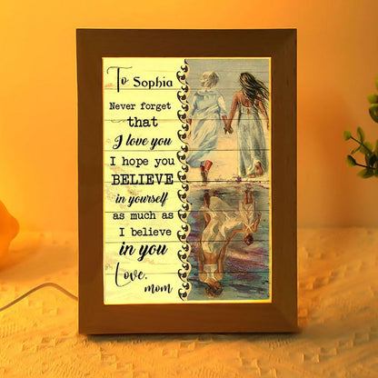 Beach Mother Daughter Reflection Never Forget I Love You Mom Personalized Frame Lamp, Mother's Day Night Light, Best Mom Ever, Gift For Mom