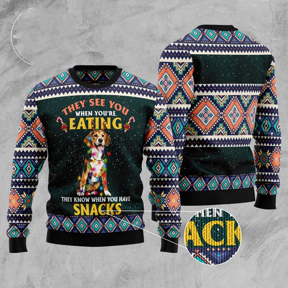 Beagle Snack Ugly Christmas Sweater, Funny Xmas Sweater, Sweater Xmas
