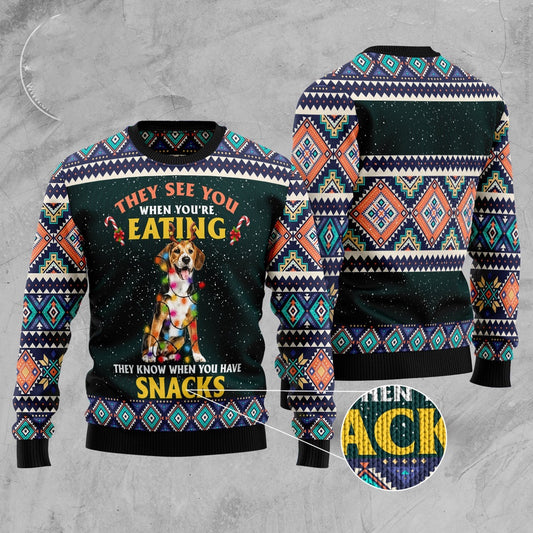 Beagle Snack Ugly Christmas Sweater, Funny Xmas Sweater, Sweater Xmas