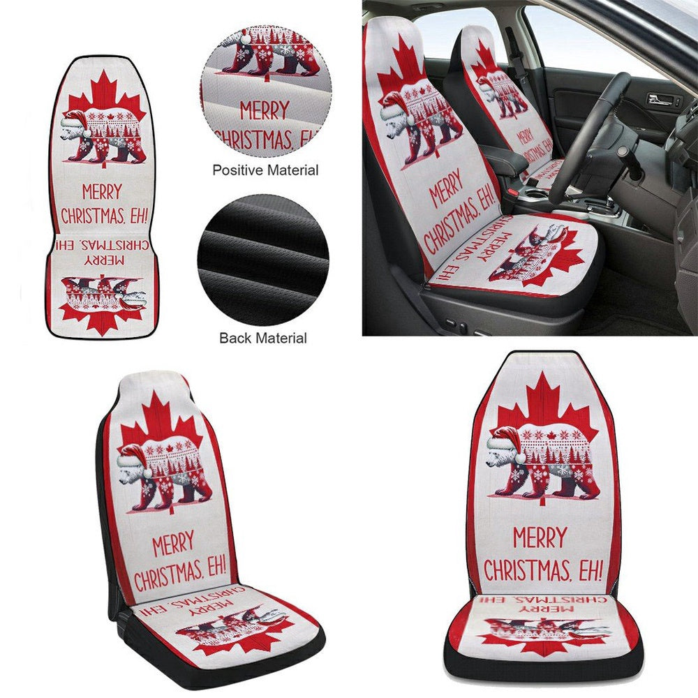 Bear Christmas Canadian Cars Seat Cover, Christmas Car Seat Covers, Car Decor Gift