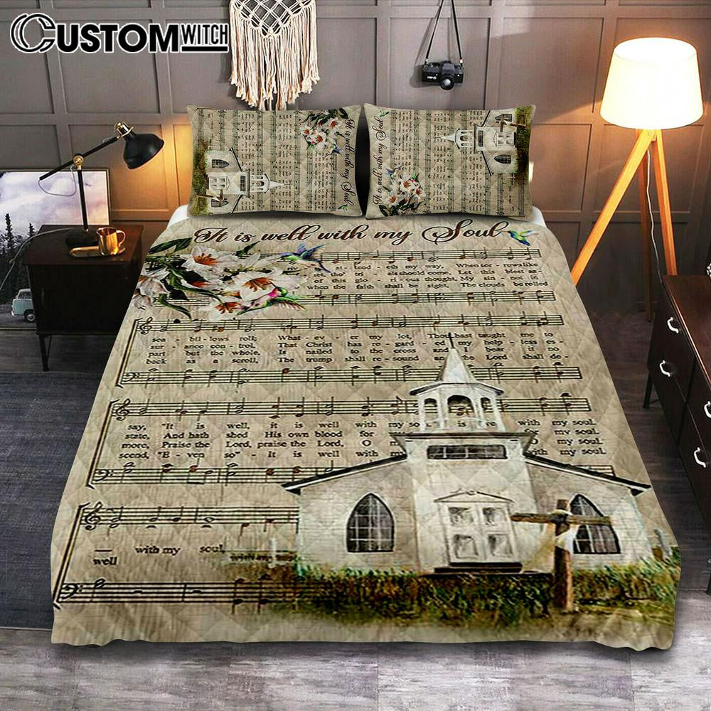 Beautiful Lily It Is Well With My Soul Quilt Bedding Set Art