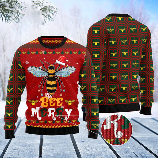 Bee Merry Chirstmas Ugly Sweater, Funny Xmas Sweater, Sweater Xmas