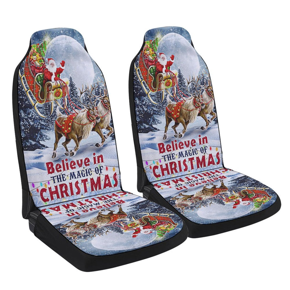 Believe In The Magic Of Christmas Santa Sleigh Cars Seat Cover, Christmas Car Seat Covers, Car Decor Gift