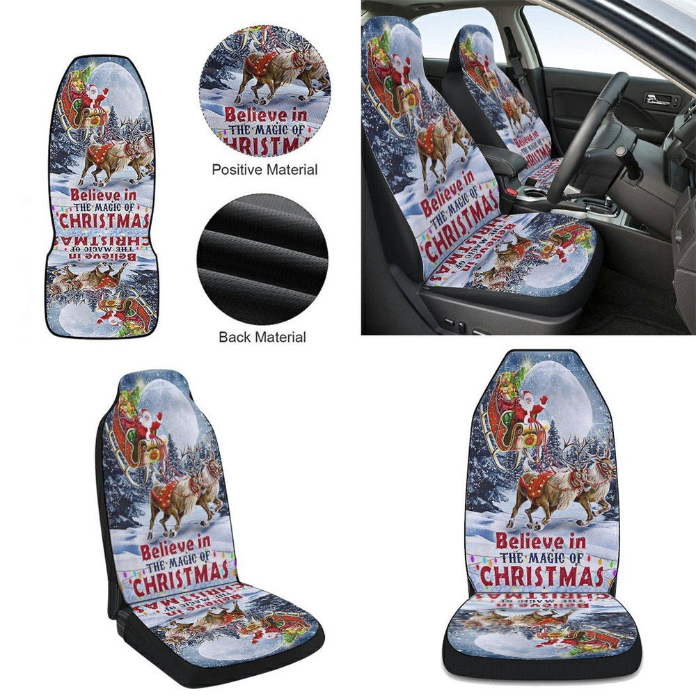 Believe In The Magic Of Christmas Santa Sleigh Cars Seat Cover, Christmas Car Seat Covers, Car Decor Gift
