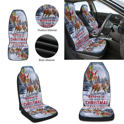 Believe In The Magic Of Christmas Santa Sleigh Cars Seat Cover, Christmas Car Seat Covers, Car Decor Gift