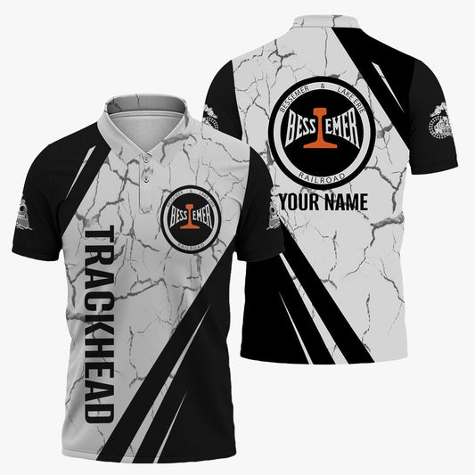 Bessemer And Lake Erie Railroad Polo Shirt, Crackle Texture Style Train Shirt For Trackhead