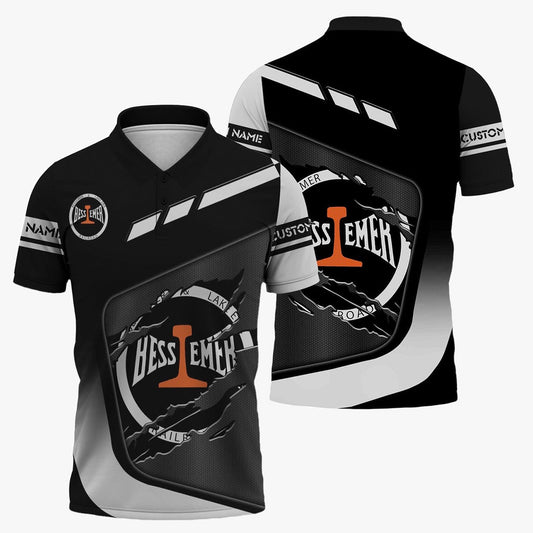 Bessemer And Lake Erie Railroad Polo Shirt, Ripped Texture Style Train Shirt For Railroad Fanatic