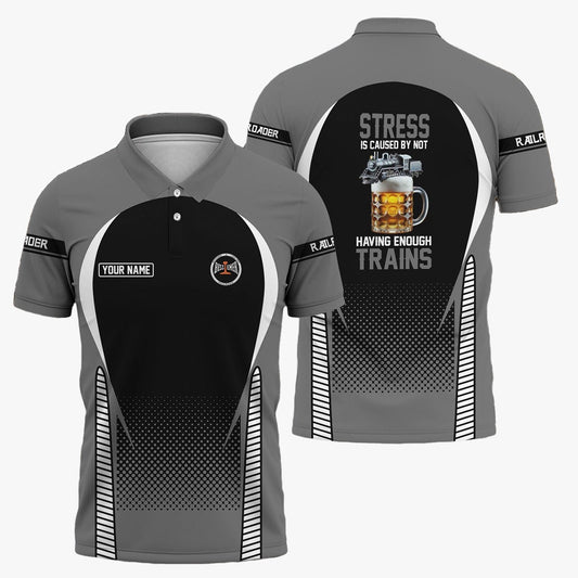 Bessemer And Lake Erie Railroad Polo Shirt, Stress Is Caused By Not Having Enough Trains Polo Shirt