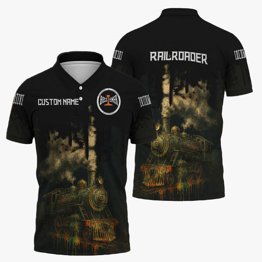 Bessemer And Lake Erie Railroad Polo Shirt, Vintage Train Art Style Shirt For Locomotive Fans
