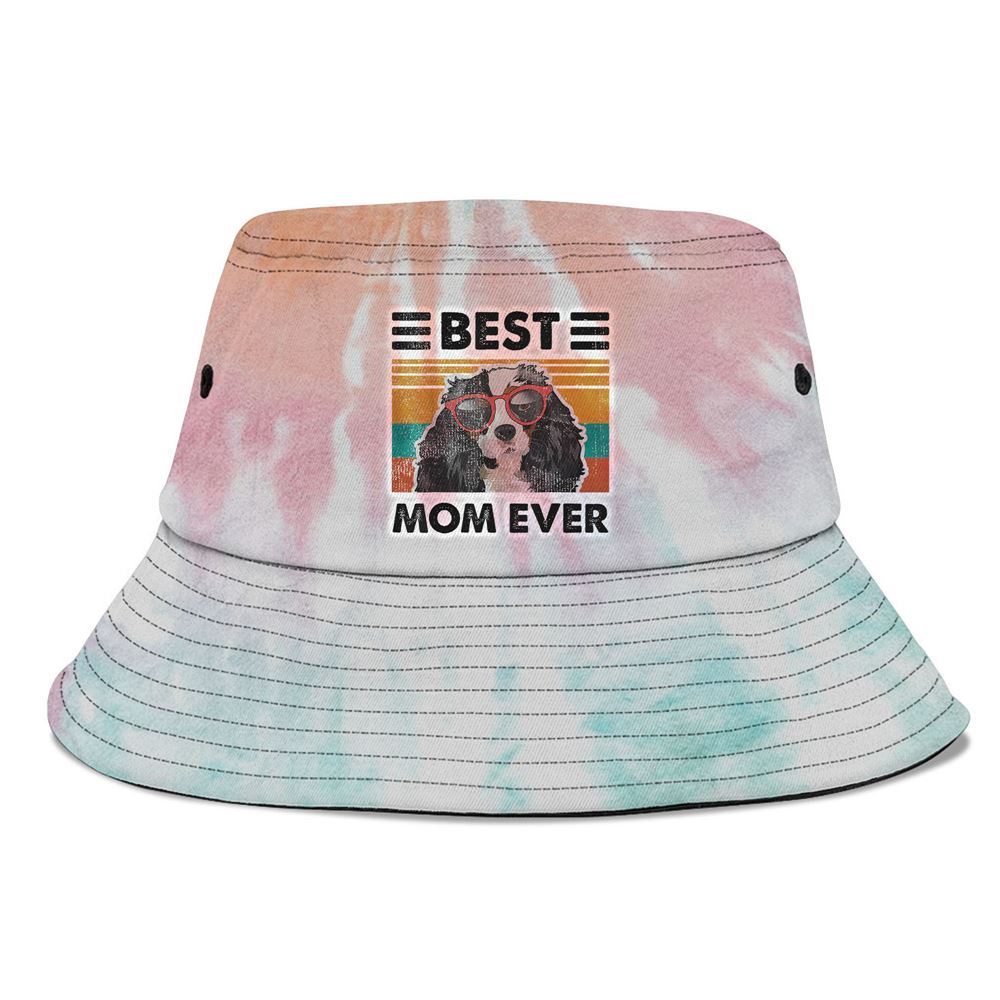 Best Cavalier King Charles Spaniel Mom Ever Dog Bucket Hat, Mother's Day Bucker Hat, Tie Dye Bucket Hat, Women's Sun Hats