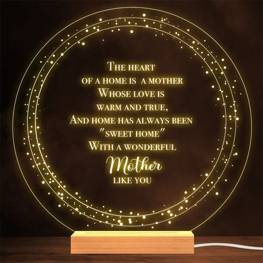 Best Mother Ever Round Mother's Day Gift Lamp Night Light, Mother's Day Night Lights For Bedroom