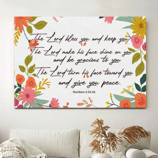 Bible Verse Wall Art Numbers 624-26 The Lord Bless You And Keep You Canvas Print - Christian Wall Decor