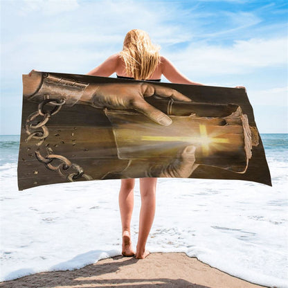 Bible, Jesus Hands, Light Cross Beach Towel, Christian Beach Towel, Christian Gift, Gift For Women