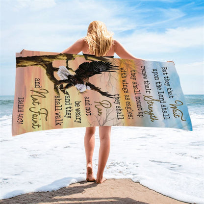 Bible Verse They That Wait Upon The Lord Isaiah 4031 Beach Towel - Bible Verse Beach Towel - Scripture Beach Towel