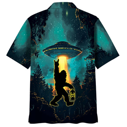 Bigfoot Alien Camping Night Hawaiian Shirt, Funny Hawaiian Shirt, Cool Hawaiian Shirts, Best Hawaiian Shirts