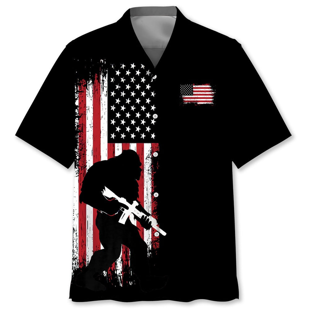 Bigfoot American Flag Patriotic Hawaiian Shirt, Funny Hawaiian Shirt, Cool Hawaiian Shirts, Best Hawaiian Shirts