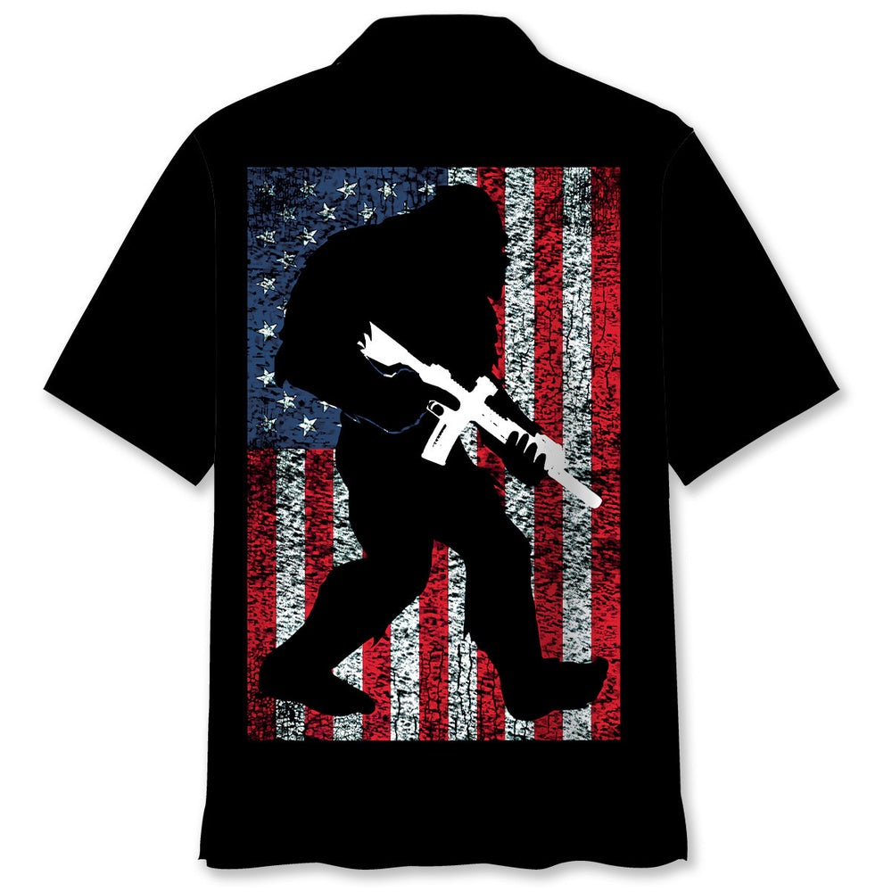 Bigfoot American Flag Patriotic Hawaiian Shirt, Funny Hawaiian Shirt, Cool Hawaiian Shirts, Best Hawaiian Shirts