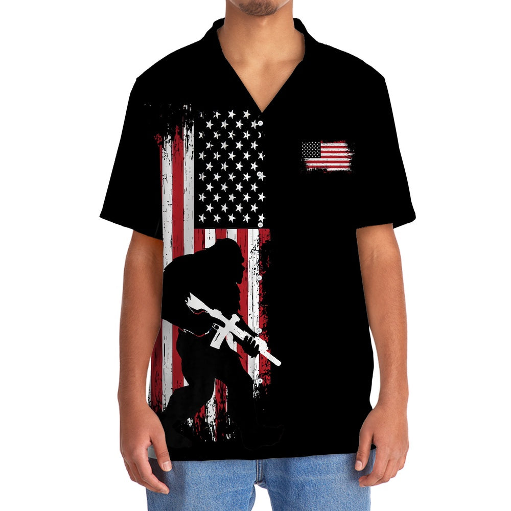 Bigfoot American Flag Patriotic Hawaiian Shirt, Funny Hawaiian Shirt, Cool Hawaiian Shirts, Best Hawaiian Shirts